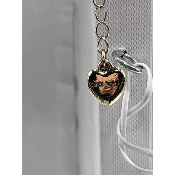 Betsey Johnson Vintage Floral Heart‎ Necklace Resin Black 
Carved Pink Rose Bow - Picture 10 of 13